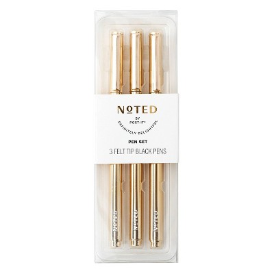 Noted by Post-it 3pk Metallic Felt Tip Pens