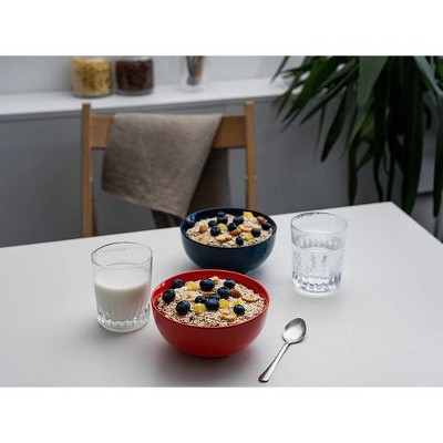 Navy Blue Ceramic Cereal and Soup Bowls Set of 6