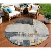 Charcoal Gray And Tan Abstract Washable Indoor Outdoor Area Rug - 2 of 4