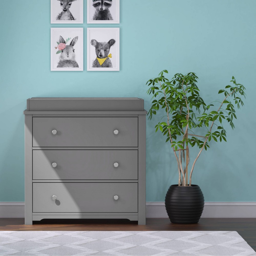 Child Craft Forever Eclectic Harmony 3-Drawer Dresser with Changing Table Topper - Cool Gray -  84250727