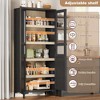 Tall Kitchen Pantry Cabinet, Food Storage Cabinet with 2 Glass Doors, 5 Tier Adjustable Shelves for Kitchen, Dining Room, Bathroom - 2 of 4