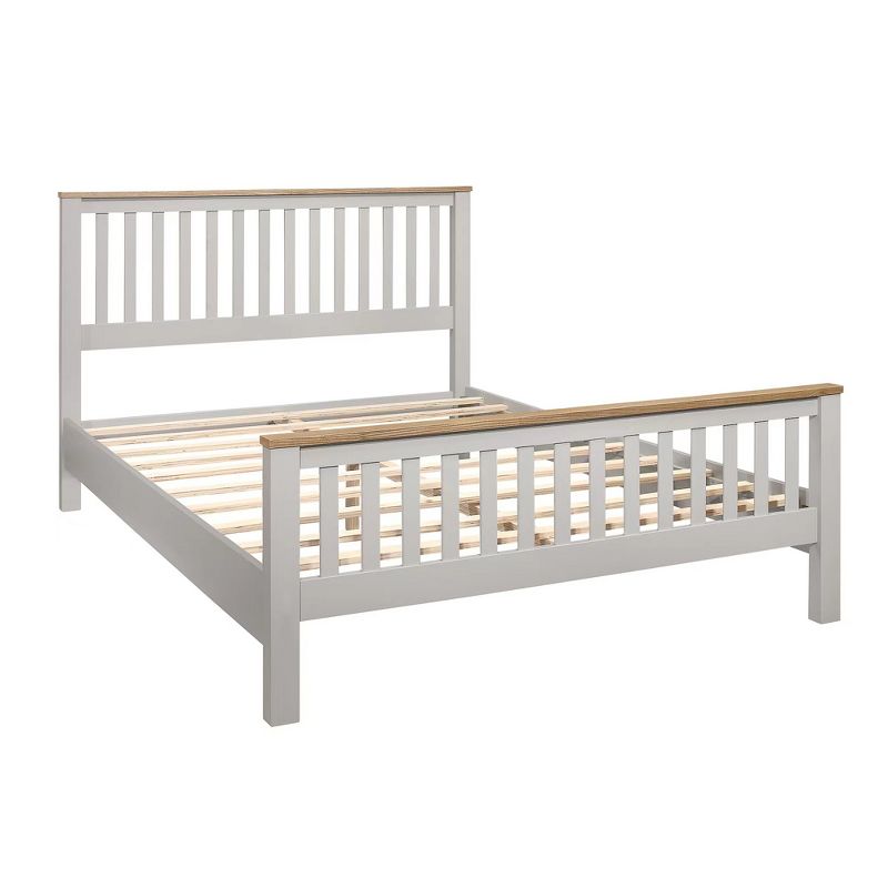 Country Solid Platform Bed with Oak Top Gray-ModernLuxe, 4 of 10