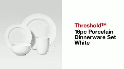 16pc Porcelain Beaded Rim Dinnerware Set White - Threshold™ : Target