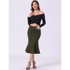 INSPIRE CHIC Women's High Waist Fishtail Ruffle Denim Jean Skirt - 2 of 4