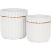 Cheung's Aurine Round Gold Trimmed Ridged Ceramic Pot - Small - White - 4 of 4