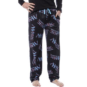 Seven Times Six Magic The Gathering Card Game Men's Allover Logo Pajama Pants Black - 1 of 4