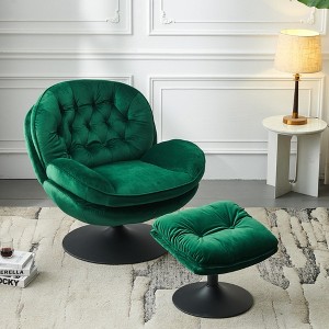 31.5'' Velvet 360° Swivel Lounge Leisure Chair with Ottoman, Thickened Foam Cushion for Living Room - 1 of 4
