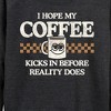 Women's - Instant Message - Hope My Coffee Kicks In Lightweight French Terry Wide Neck Long Sleeve Graphic Shirt - 2 of 4