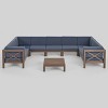 8pc Brava Acacia Sectional Patio Sofa Set -Gray Christopher Knight Home - 2 of 4