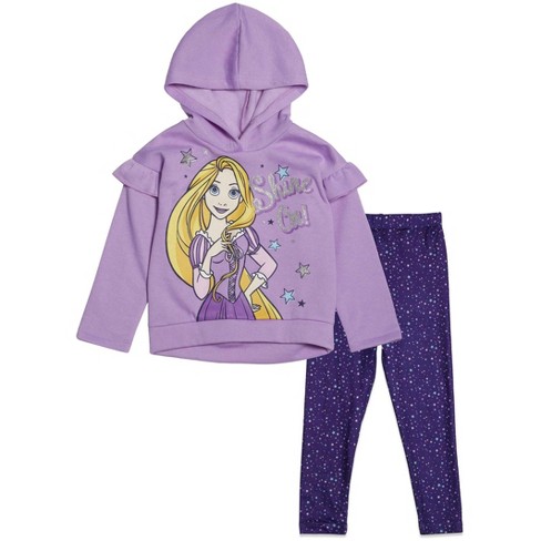 Disney Princess Rapunzel Toddler Girls Fleece Hoodie And Leggings Outfit  Set 3t : Target