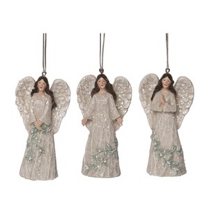 Transpac Resin Greenery Angel Ornament Set of 3 Christmas Home Decorations - 1 of 1