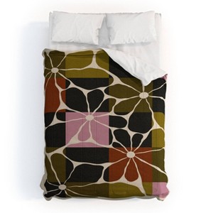 Deny Designs 3pc Full/Queen Parrott Paints Block Flowers Comforter and Pillow Sham Set Beige: Abstract Design, Non-Woven, Machine Washable - 1 of 4