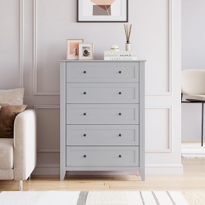 5 Drawer Dresser for Bedroom, Wood Dresser with Deep Space & Metal Knobs - 1 of 4