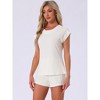 INSPIRE CHIC Women's Summer Pajamas Knit Tops with Shorts Round Neck Casual Lounge Sets - 3 of 4