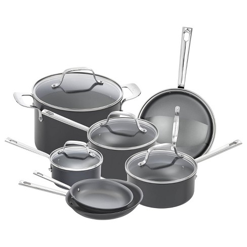 Emeril Lagasse 62920 Nonstick Hard Anodized Stainless Steel Covered 12 Piece Stove Top Cookware Set With Glass Lid Dishwasher Safe Gray Target