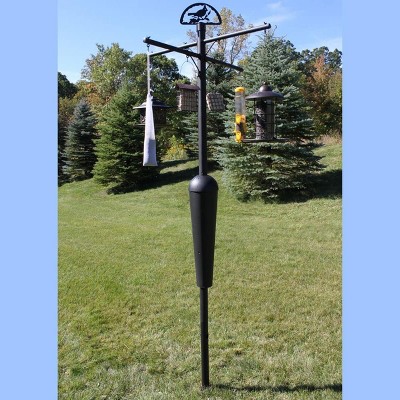 Black 96" Steel Squirrel Proof Bird Feeder Pole System