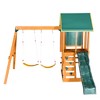 JUJABU 3 in 1 Wooden Outdoor Swing Set with Slide, 2 Swings and Climber for Garden, Backyard and Playground, Green - 2 of 4