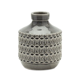 Geometric clay vase 7.5 inch height with ribbed design for modern table decor Melrose - 1 of 3