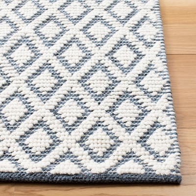 Vermont Elegance Ivory & Blue Hand-Knotted Wool Rug - 3' x 5'