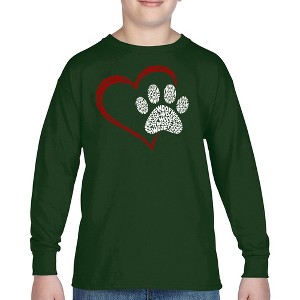 LA Pop Art Paw Heart - Boy's Word Art Long Sleeve T-Shirt - 1 of 4
