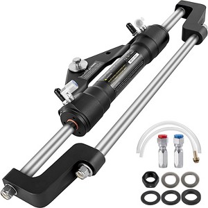 VEVOR Hydraulic Steering Cylinder 300HP, Hydraulic Steering, Front Mount, Hydraulic Outboard Steering Cylinder ,Silver & Black - 1 of 4