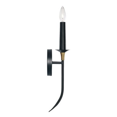 Matte Black and Brass Dimmable Wall Sconce