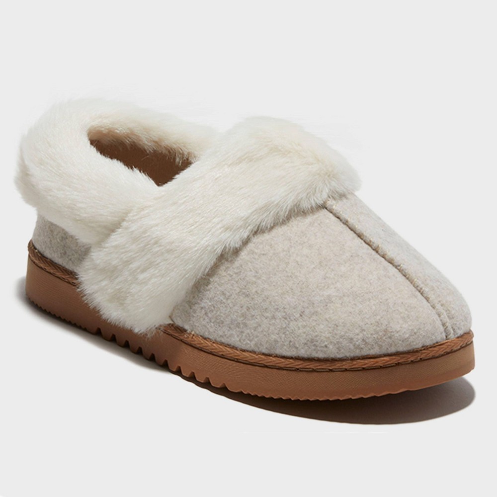 dluxe by dearfoams Women's June Felted Closed Back Slippers - Oatmeal XL