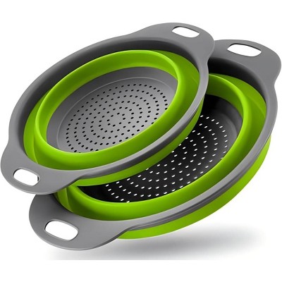 Collapsible Colander Set of Perfect for Draining Pasta, Vegetable and fruit for Kitchen and Travel Use (green)