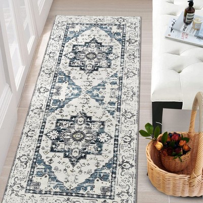 Vintage Medallion Distressed Washable Area Rug