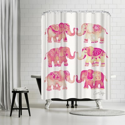 Americanflat Elephant Collection Pink by Cat Coquillette 71" x 74" Shower Curtain