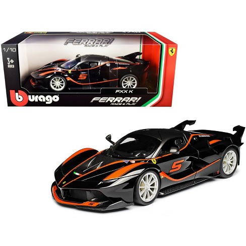 Ferrari FXX-K #5 Fu Songyang Black with Gray Top and Orange Stripes 1/18  Diecast Model Car by Bburago