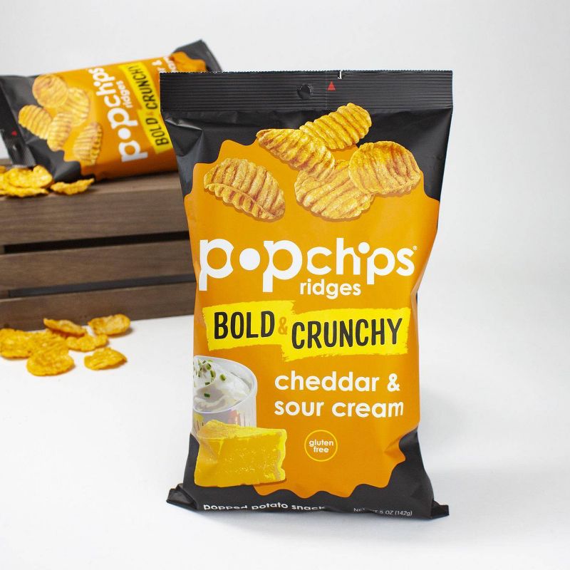 Popchips Cheddar and Sour Cream Ridges Potato Chips - .8oz, 4 of 5