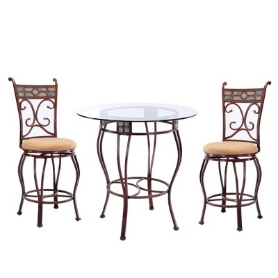 Boraam 3 pc Beau 36" Counter Height Dining Set - Bronze Finish