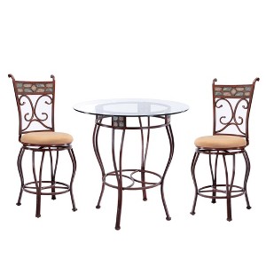 Boraam 3 pc Beau 36" Counter Height Dining Set - Bronze Finish - 1 of 4