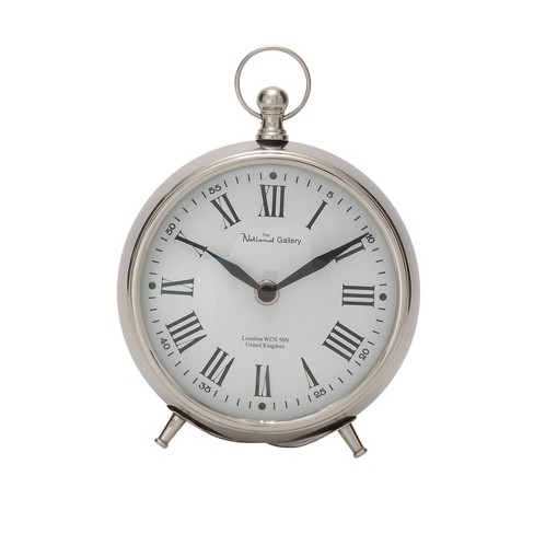 Stainless Steel Clock with Ring Top Silver - Olivia & May - image 1 of 4