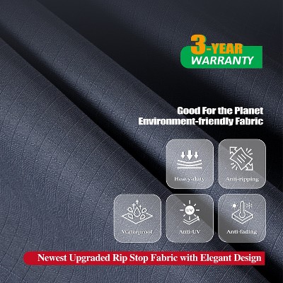 Heavy Duty Gray Waterproof Round Patio Table Cover, 96" Diameter
