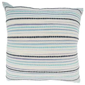 Saro Lifestyle Woven Stripe Pillow - Poly Filled, 22" Square, Blue