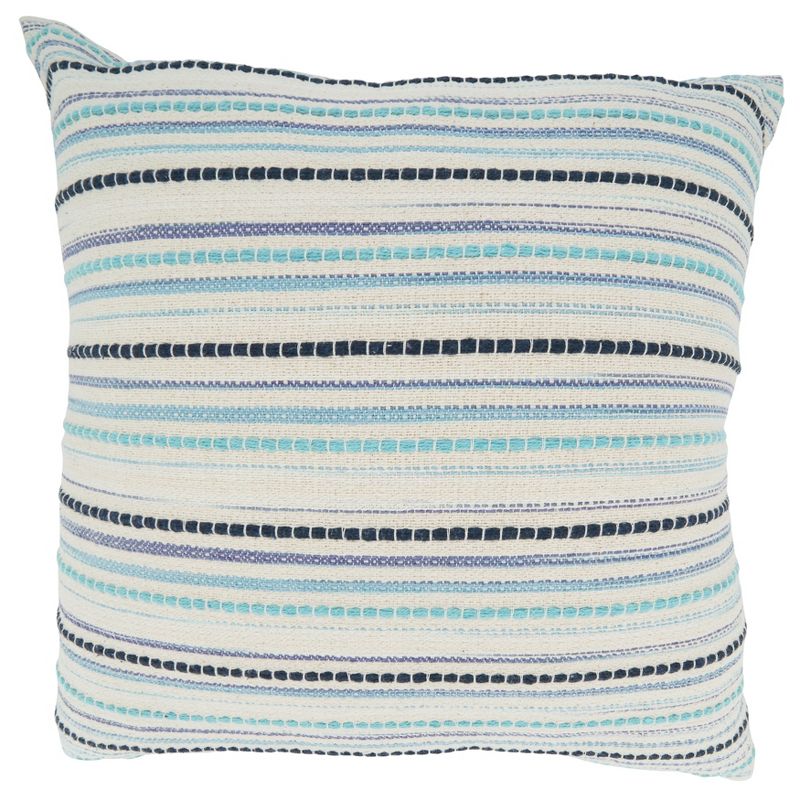 Saro Lifestyle Woven Stripe Pillow - Poly Filled, 22" Square, Blue, 1 of 3