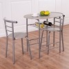 Costway 3 Piece Dining Set Table 2 Chairs Bistro Pub Home Kitchen Breakfast Furniture Grey - 3 of 4