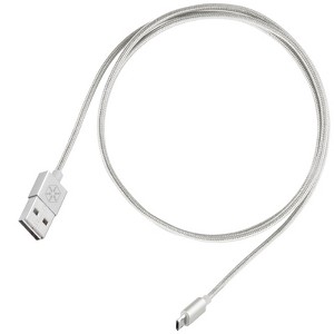 SilverStone Technology  Reversible USB-A to Reversible Micro-B cable 0.5 meter(1.65ft) Nylon Braided and aluminum shell Silver - 1 of 4