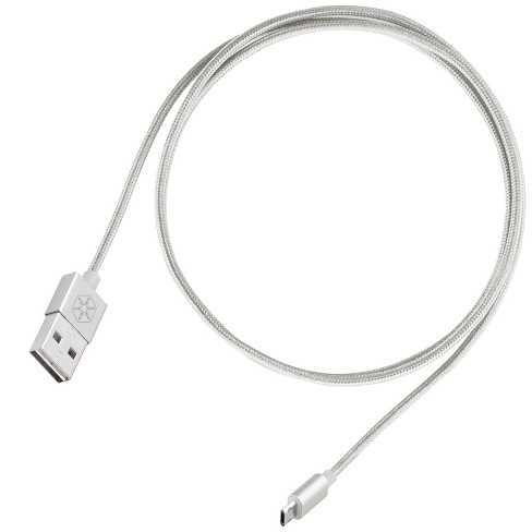 SilverStone Technology  Reversible USB-A to Reversible Micro-B cable 0.5 meter(1.65ft) Nylon Braided and aluminum shell Silver - image 1 of 4