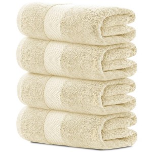 White Classic Luxury 100% Cotton Bath Towels Set of 4 - 27x54" - 1 of 4