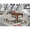 HomeStock 7-Piece Rectangle Mahogany Finish Solid Wood Top Dining Table with 6-Parson Chairs - 2 of 4