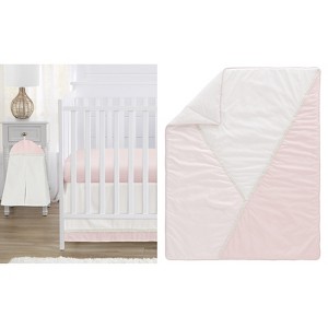 Sweet Jojo Designs Girl Baby Crib Bedding Set - Pink and Off White Boho Color Block Pink and White 4pc - 1 of 4