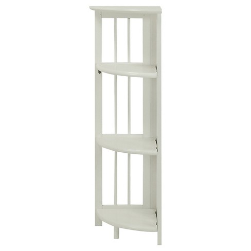 Home Source Oxford Bamboo 4 Tier White Utility Trolley Kitchen Bathroom  Organiser Unit