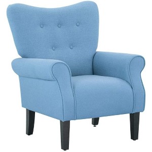 Erommy Mid Century Velvet Tufted Armchair, High Back Accent Chair - 1 of 4