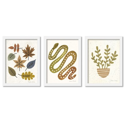 set Of 3) Organic Watercolor Pods By Pauline Stanley Black Framed Triptych  Wall Art Set 8 X 10 Americanflat - Americanflat : Target