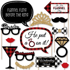 Big Dot of Happiness Flannel Fling Before the Ring - Buffalo Plaid Bachelorette Party Photo Booth Props Kit - 20 Count - 1 of 4