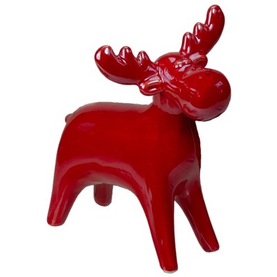 Northlight 5.5" Red Pearl Finished Moose Christmas Tabletop Figurine