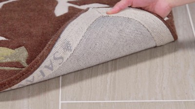 Handmade Dark Grey Wool Square Area Rug with Floral Design